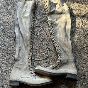 Free people knee high lace up boots